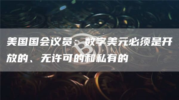 美国国会议员：数字美元必须是开放的、无许可的和私有的1